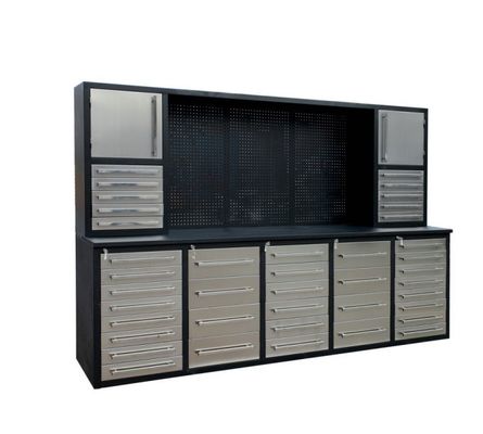 Προσαρμοσμένο βαρύ φορτίο συρτάρι workbench ανοξείδωτο χάλυβα γκαράζ αποθήκευση εργαλείων ντουλάπι