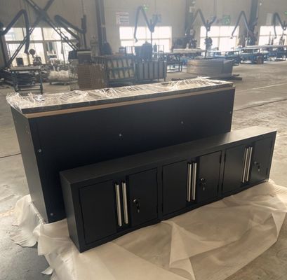 Εργαλειοθήκη γκαράζ με χειριστήρια από ανοξείδωτο χάλυβα και κατασκευή από χάλυβα που σχηματίστηκε με ψυχρή έλαση