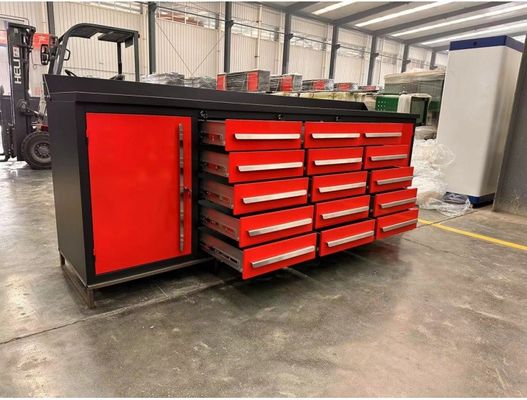 Προσαρμοσμένο βαρύ εργοστάσιο αναδιπλούμενο πάγκο εργασίας με 5 ίντσες PU κυψέλες και κλειδαριά κλειδί