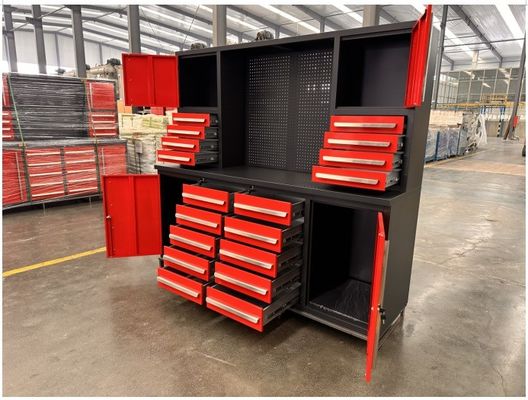 Χαντάκια από ανοξείδωτο χάλυβα κόκκινο χρώμα ντουλάπι γκαράζ αποθήκευση πάγκοι εργασίας με υποστήριξη ODM