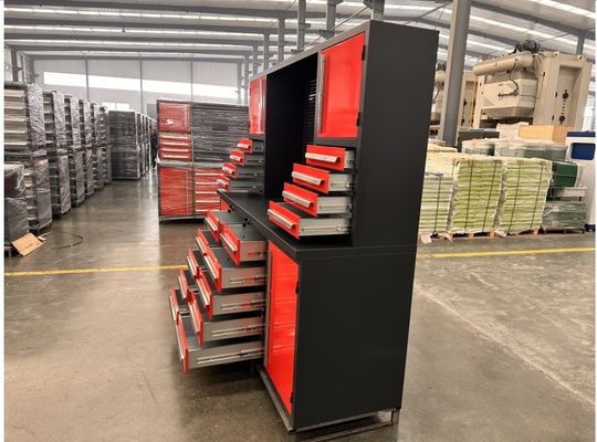 Χαντάκια από ανοξείδωτο χάλυβα κόκκινο χρώμα ντουλάπι γκαράζ αποθήκευση πάγκοι εργασίας με υποστήριξη ODM