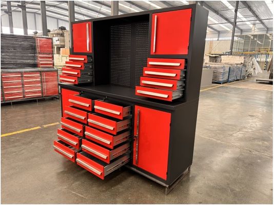 Δουλειοστάσιο με επίστρωμα σκόνης συνδυασμός ατσάλινο ντουλάπι γκαράζ με λαβές από ανοξείδωτο χάλυβα