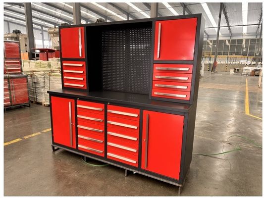 Δουλειοστάσιο με επίστρωμα σκόνης συνδυασμός ατσάλινο ντουλάπι γκαράζ με λαβές από ανοξείδωτο χάλυβα