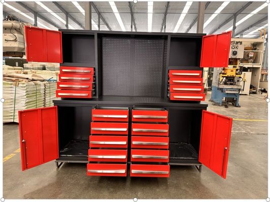 Δουλειοστάσιο με επίστρωμα σκόνης συνδυασμός ατσάλινο ντουλάπι γκαράζ με λαβές από ανοξείδωτο χάλυβα