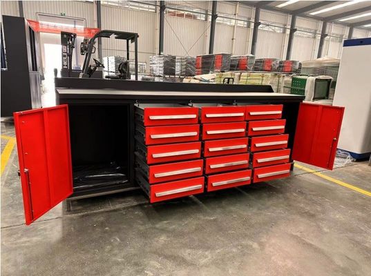 Αποδεκτό OEM ODM Μεταλλικό 10 ft-15 συρτάρι-2door Workbench για Εργαστήριο Επισκευής Αυτοκινήτων