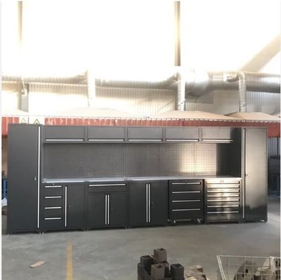 Εργαστήριο Γκαράζ Ντουλάπι Μαύρο κιβώτιο εργαλείων μεταλλικών συρτάρων Εργασιακό πάγκο για επισκευή αυτοκινήτων