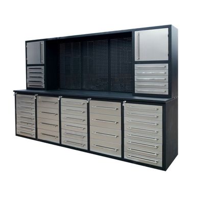 OEM υποστηρίζεται 40 συρτάρια βαρύ φορτίο ανοξείδωτο χάλυβα workbench με ντουλάπια γκαράζ αποθήκευση